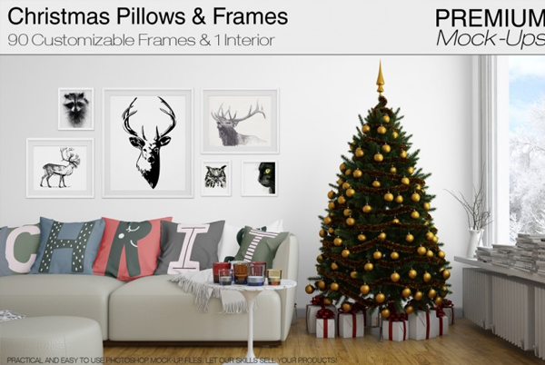 Christmas Pillows & Frames Mockup Pack