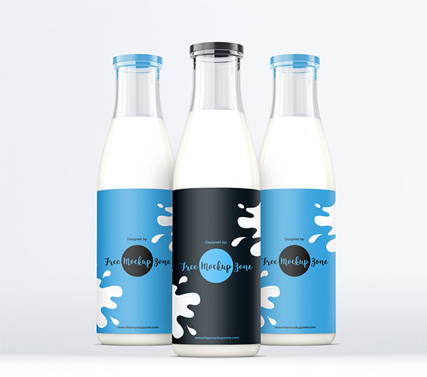 Free Milk Glass Bottle Mockup Template