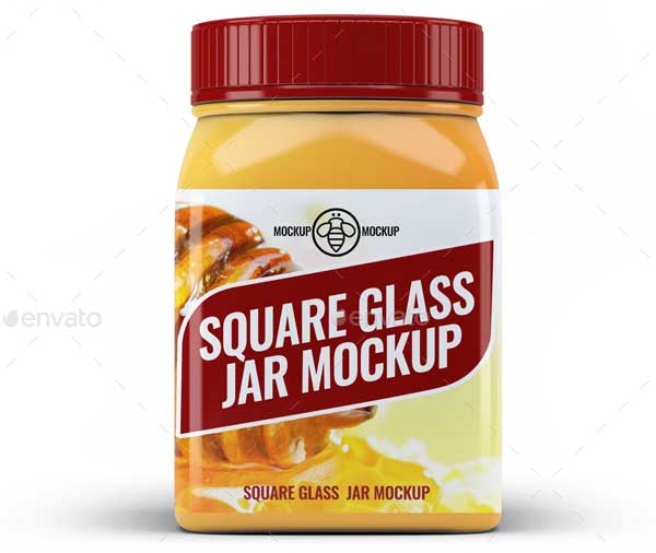Square Glass Jar Mock-Up Template