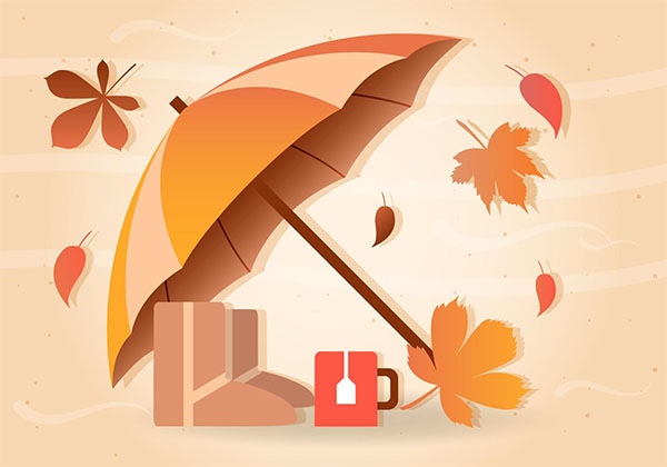 Free Fall Rain Vector Umbrella