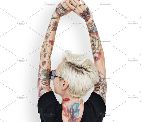 Woman tattoo PNG File Template