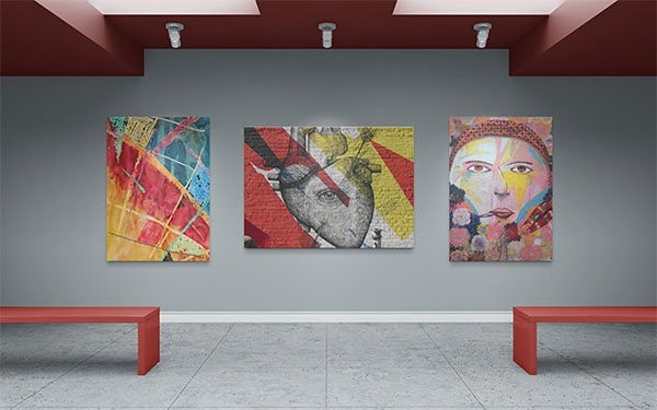 Free Art Gallery Wall Canvas Mockups