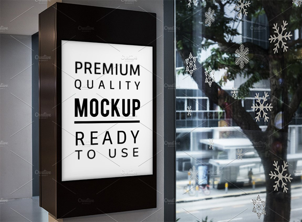 Premium Digital Sign Board Mockup PSD Template