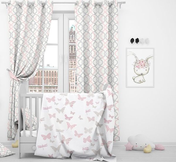 Nursery Bed Curtains and Pillows Mockup Pack