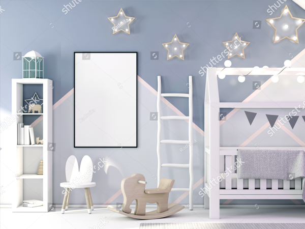 Beautiful Childrens Bedroom Mockup