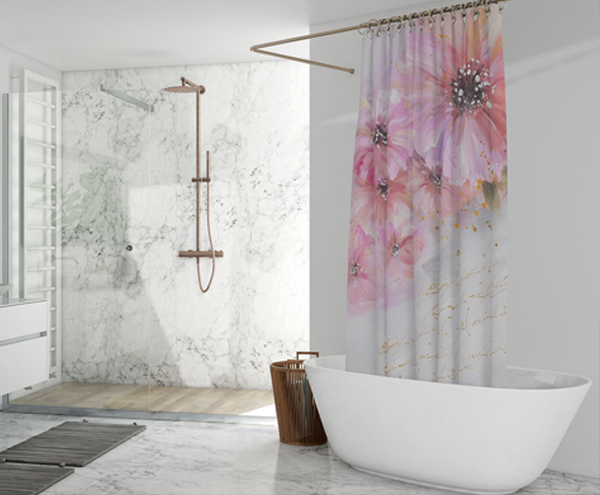 Watercolor Floral Bath Curtain Mockup Templates