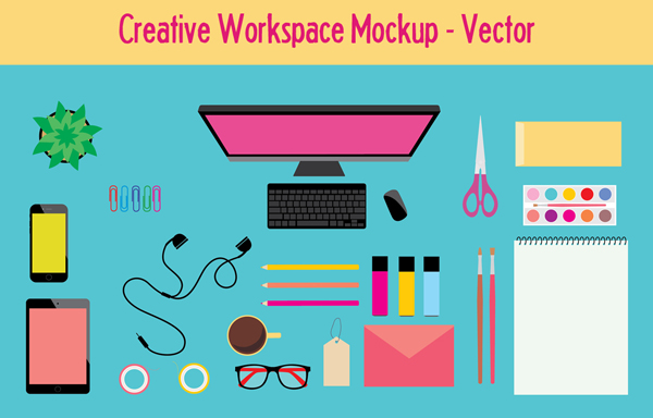 Workspace Mockup & Vector Icons