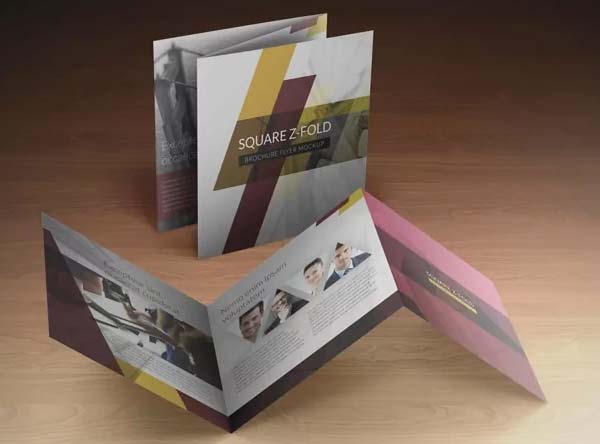 Square Z-Fold Brochure Mockups