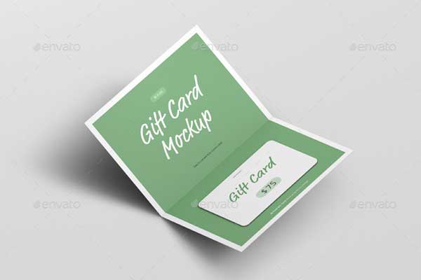 Folded Gift Card Mockup Template