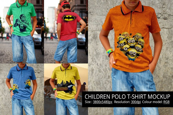 Children Polo T-shirt Mockup