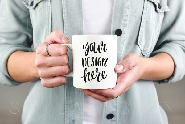 Woman Holding White Coffee Mug Mockup Design