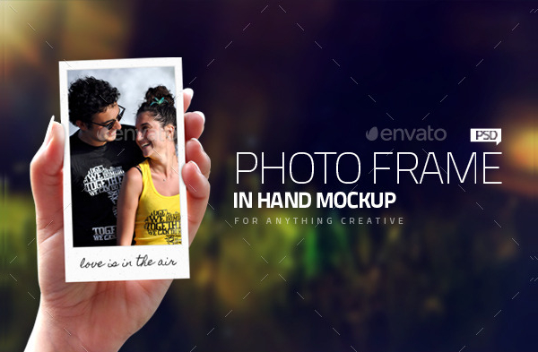 Photo Frames in Hand Mockups