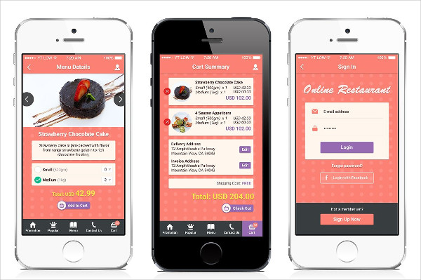 Restaurant Mobile App Mockups