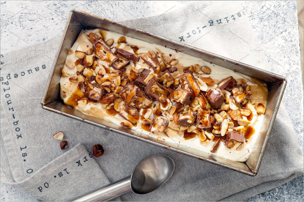 Snickers Ice Cream With Caramel Mockup