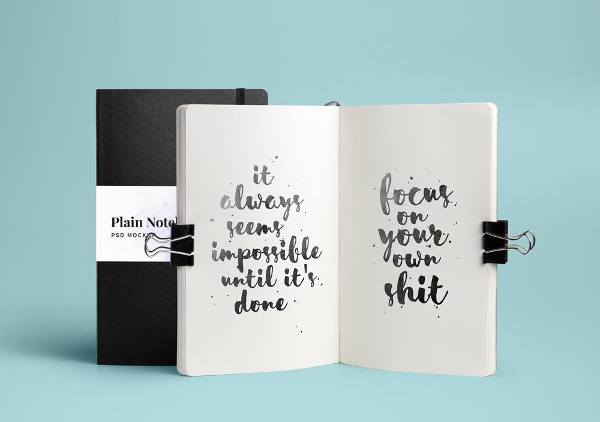 Open and closed Notebook Mockup Free