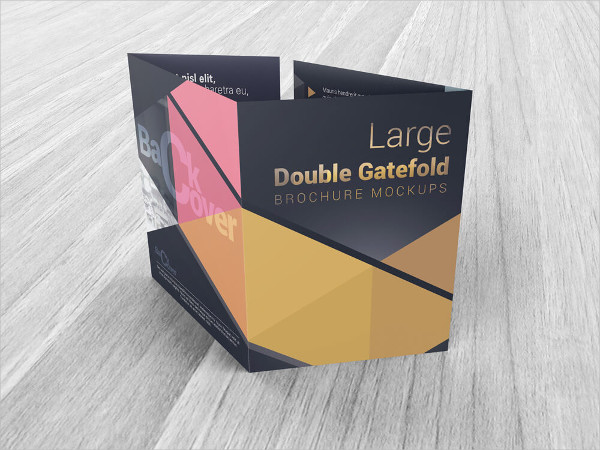 Large Double Gate Fold Brochure Mock-Ups