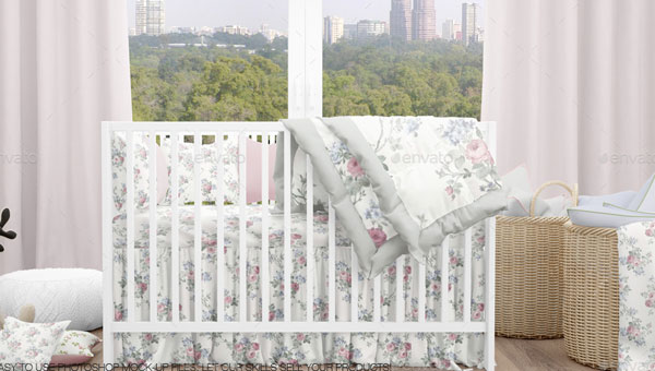 Baby Room and Crib Bedding Set Mockups