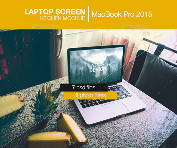 Laptop Screen Kitchen Mockup