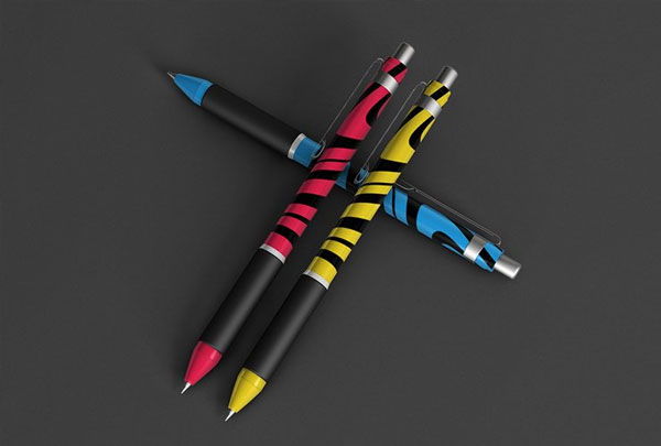 Colorful Ballpoint Pens Mockup