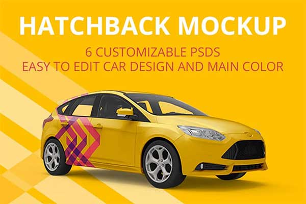 ​​​​Hatchback Mockup Customizable PSD Template