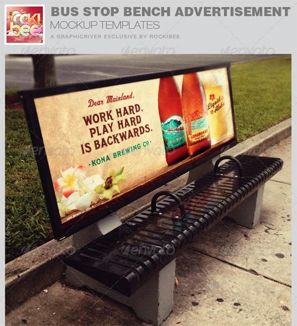 Bus Stop Bench Advertisement Mockup Templates