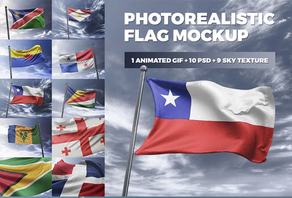 Photorealistic Flag MockUp Template