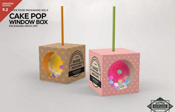 Cake Pop Box Packaging PSD Mockup