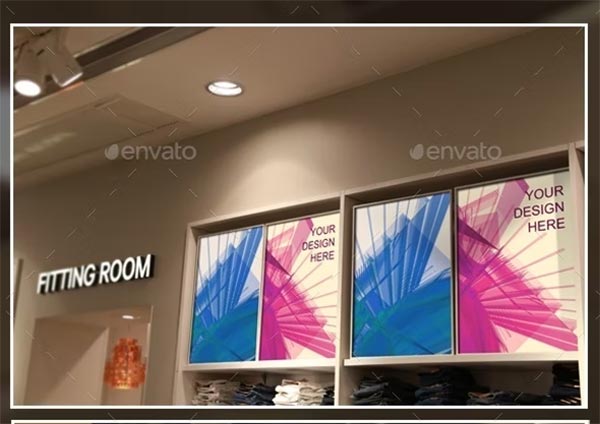 Indoor Advertising Clothing Store Posters Tags Mockups
