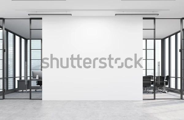 Office Lobby Large White Wall Mockup