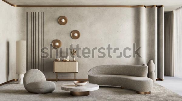 Contemporary interior with concrete walls Mockup