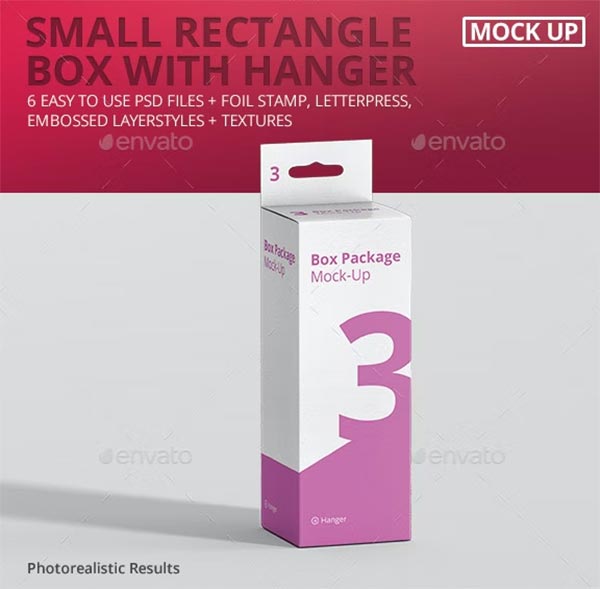 Small Rectangle with Hanger Package Box Mock-Up
