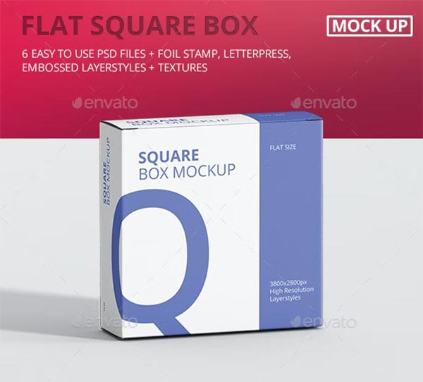 Flat Square Box Mockup